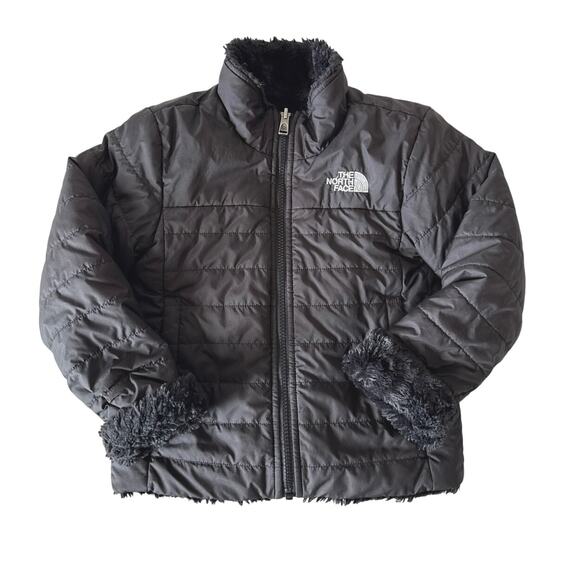 The North Face Girls Mossbud Reversible Puffer Jacket Black Coat Size XS (6) EUC - Picture 1 of 10
